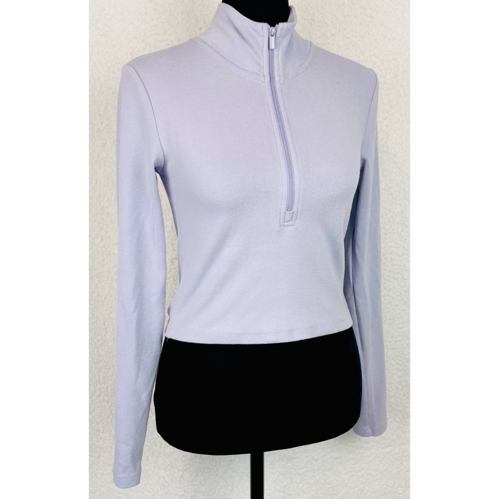 SUNDAY BEST • Aritzia Lavender Mock-Neck Half-Zip Crop Long Sleeve Jacket Top, S - Picture 13 of 16